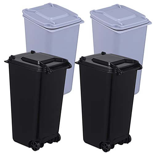 ULTECHNOVO 4 Stück Mini Mülleimer Kunststoff Abfallbehälter mit Deckel für Büro Schreibtisch und Zuhause Wiederverwendbare Mini Bins Schwarz und Praktische Abfallorganisation für Schule und von ULTECHNOVO