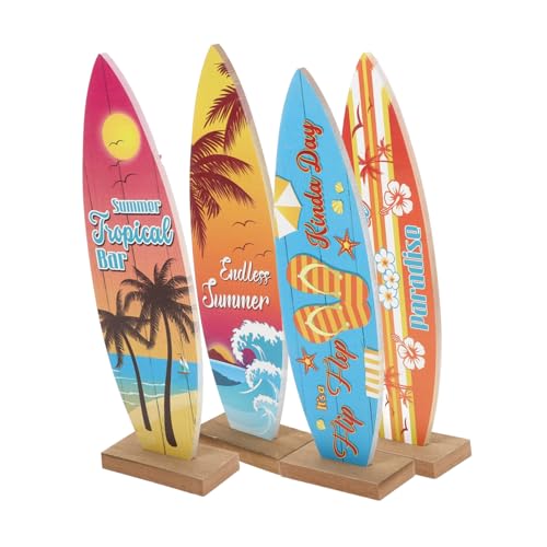 ULTECHNOVO 4 Stück Surfboard Ornament Holz Tischdeko für Strand und Sommer Mediterranes für Zuhause Partys und Besondere Anlässe Kreative Wohnaccessoires mit Rustikalem Charme von ULTECHNOVO