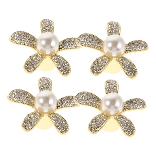 ULTECHNOVO 4 Stück Teiliges Goldene Blumengriffe mit Funkelndem Strass Komfortable Single Hole Schrankknöpfe für Kommoden Kleiderschränke und Verschleißfest und Elegant von ULTECHNOVO