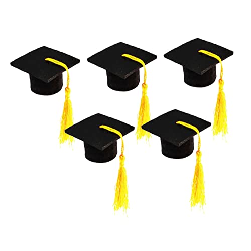 ULTECHNOVO 5 Stück Doktorhutdekoration Sparer Mini -Weinflaschen Abschlussfeierzubehör 2020 hoch Mini Abschluss Topper basteln grad kappe Abschluss begünstigt Yellow von ULTECHNOVO