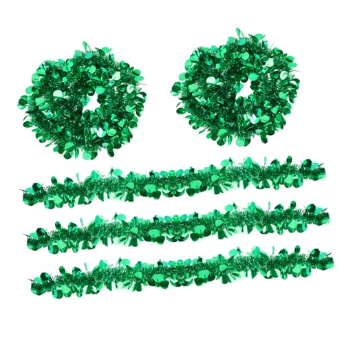 ULTECHNOVO 5 Stück Teiliges Patrick's Day Party Lametta Girlande Grüne Tinsel Deko Robustes Wiederverwendbares Party Hängeschmuck für Fenster Türen Decken Festliche Raumdekoration von ULTECHNOVO