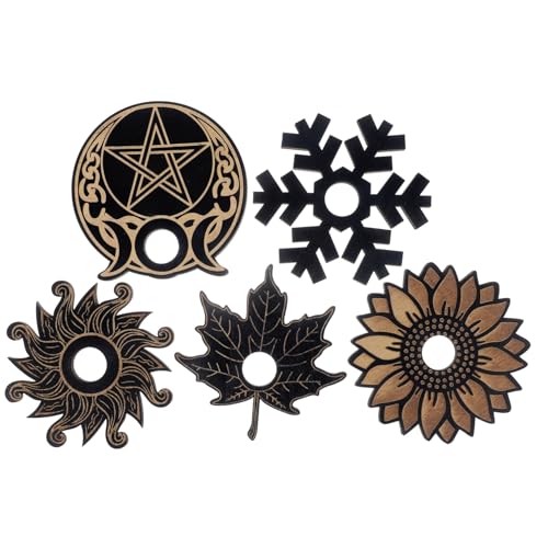 ULTECHNOVO 5 Stück Teiliges Set Kristallkugelständer aus Holz Eleganter Schwarzer Halter für Glaskugeln und Kristallkugeln Dekorativer Display Sockel für Schreibtisch Regal Vintage Design von ULTECHNOVO