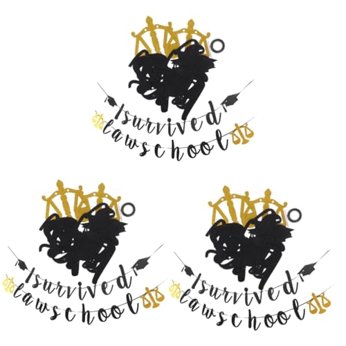 ULTECHNOVO 6 Sätze Abschlussfahne Glückwunschbanner Abschlussfeier-banner Jura-banner Abschlussbanner Party-hintergrund- Absolvent Gartenbanner Der Abschlusssaison Papier Schwarz von ULTECHNOVO