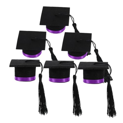 ULTECHNOVO 6 Stück Arzt Hut Dekoration klein Abschlusshut Glas Topper Weindeckel dekorativ Party Mini Abschluss Flaschenverschlüsse Grad Weinflaschendeckel Filzstoff Violett von ULTECHNOVO