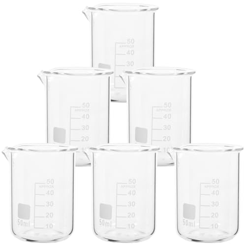ULTECHNOVO 6 Stück Laborbecher Abgestufter Becherglas Chemie Messbecher Glas Laborbecher 50ml Laborgläser Glasbecher Set für Labor Experiment Kochen Backen Laborbedarf ULTECHNOVO 6 Stück Laborbecher Abgestufter Becherglas Chemie Messbecher Glas Laborbecher 50ml Laborgläser Glasbecher Set für Labor Experiment Kochen Backen Laborbedarf von ULTECHNOVO