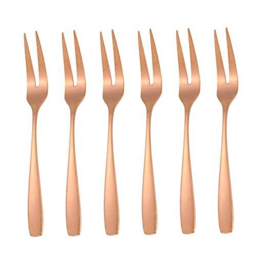 ULTECHNOVO 6 Stück Teiliges Dessertgabel aus Mini Gabeln in Roségold für Party Obst und Fingerfood Vielseitig Einsetzbar als Appetizer Picks und Salatgabeln von ULTECHNOVO