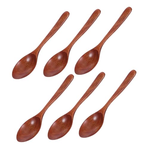 ULTECHNOVO 6 Stück Teiliges Japanische Esslöffel aus Naturholz Langer Griff Multifunktionale Holzdessertlöffel für Honig Kaffee Tee Servierlöffel für Küche Frühstück von ULTECHNOVO
