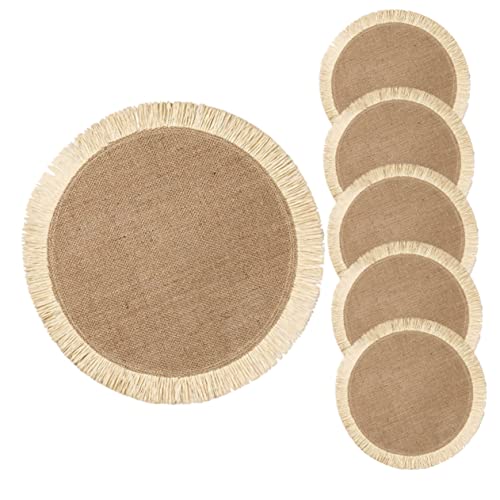 ULTECHNOVO 6stücke Besteckmatte Runde Tischset Gewebter Stil Esstischuntersetzer Platzsets Esstischdekoration Isolierte Teekannenmatte Dekoratives Gewebtes Tischset von ULTECHNOVO