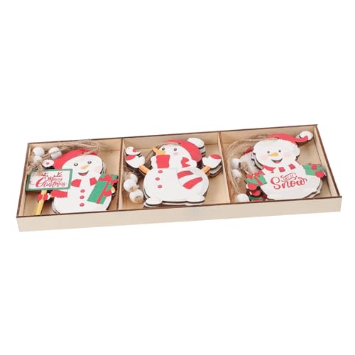 ULTECHNOVO 9 Stück Teiliges Weihnachtsbaum Ornament Holz Dekoration mit Seil Niedliche Cartoon Weihnachtsdeko für Baum Tisch und Kamin Langlebig und Wiederverwendbar von ULTECHNOVO