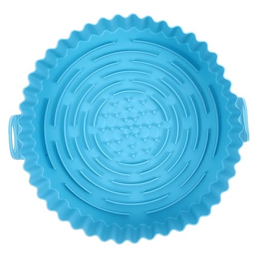 ULTECHNOVO Backmatte für die Luftfritteuse Air Fryer Accessoire Korb Heißluftfritteuse Luftbraten -Ofenzubehör Luftbraten -Silikon -Topf Backtopf aus Silikon Kieselgel Himmelblau von ULTECHNOVO