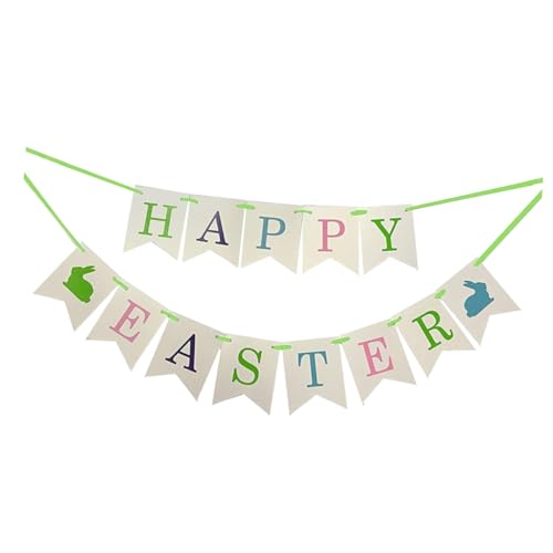 ULTECHNOVO Bunte Happy Easter Wimpelgirlande mit Kaninchen Fröhliche Osterdekoration für Party Wiederverwendbares Bunny Bunting für Wand Fenster und Tischgestaltung ULTECHNOVO Bunte Happy Easter Wimpelgirlande mit Kaninchen Fröhliche Osterdekoration für Party Wiederverwendbares Bunny Bunting für Wand Fenster und Tischgestaltung von ULTECHNOVO