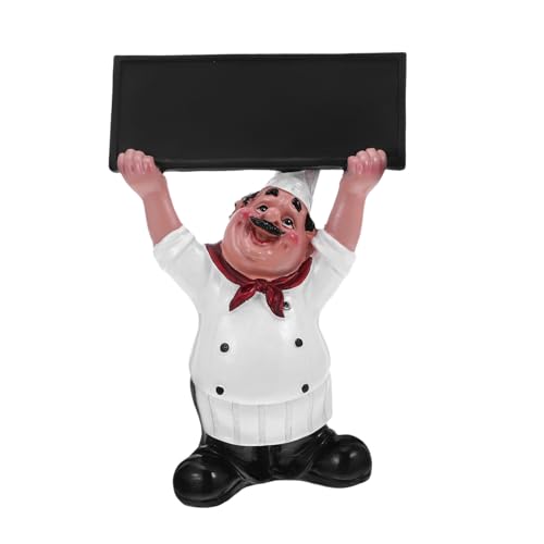 ULTECHNOVO Chef Resin Handfigur mit Leerem Message Board Kleine Wiederverwendbare Tafeldeko für Bäckerei Restaurant Bar und Küchentheke Langlebiges Harz Kundenfreundliches Willkommensschild von ULTECHNOVO