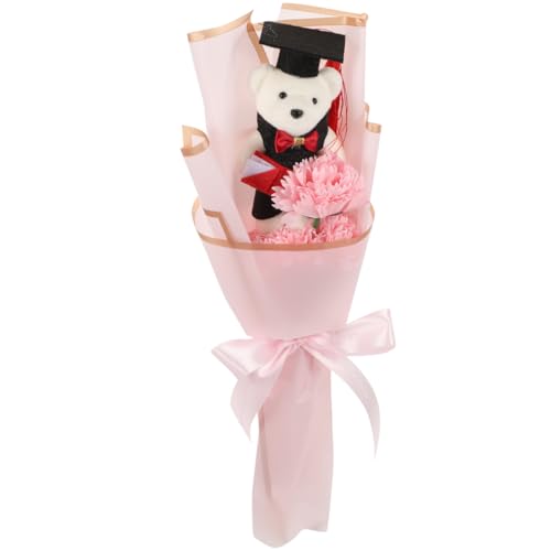 ULTECHNOVO Dr. Bärenstrauß Abschlusspuppe Abschlussblumen Winzig Mitschüler Karikatur Abschlussbär Blumen- Abschlussdekorationen Ausgestopft Material Party Tragen Stoff Rosa von ULTECHNOVO