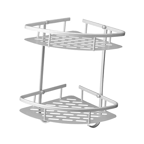 ULTECHNOVO Eckregal Bad Aluminium Wandmontage Doppellagig Badezimmer Aufbewahrung Ablage Korb Space Saving Organizer für Shampoo Seife Lotion von ULTECHNOVO