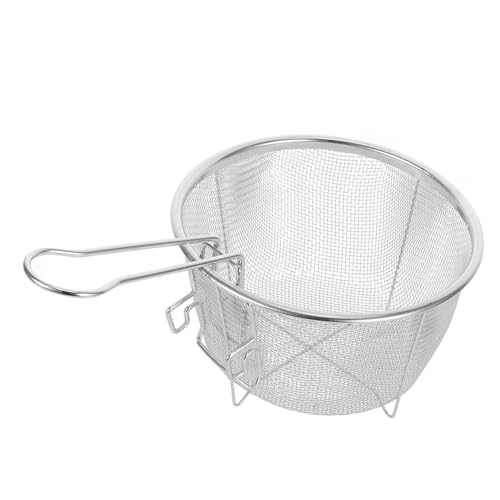 ULTECHNOVO Edelstahl Frittierkorb Rund Klappbar mit Hitzebeständigem Griff Faltbarer Drahtsieb-korb für Pommes Hähnchen und Vielseitiges Kochen Platzsparend Leicht zu Reinigen Langlebig von ULTECHNOVO