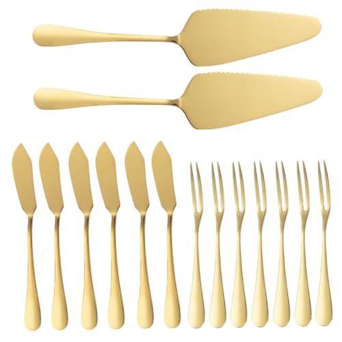 ULTECHNOVO Edelstahl Kuchenheber mit Tortenheber Fruchtgabeln und Buttermesser Rostfrei Multifunktional Dekorativ für Hochzeit Party Geburtstag Servieren und Backen ULTECHNOVO Edelstahl Kuchenheber mit Tortenheber Fruchtgabeln und Buttermesser Rostfrei Multifunktional Dekorativ für Hochzeit Party Geburtstag Servieren und Backen von ULTECHNOVO