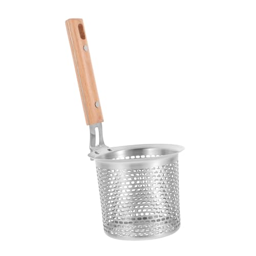 ULTECHNOVO Edelstahl Nudelkorb Mit Holzgriff Feinmaschiges Sieb Für Pasta Kochsieb Aus Edelstahl Wiederverwendbarer Kochkorb Haushaltsnudelsieb Küchenfilterkorb Tragbares Sieb Für Heiße Flüss von ULTECHNOVO