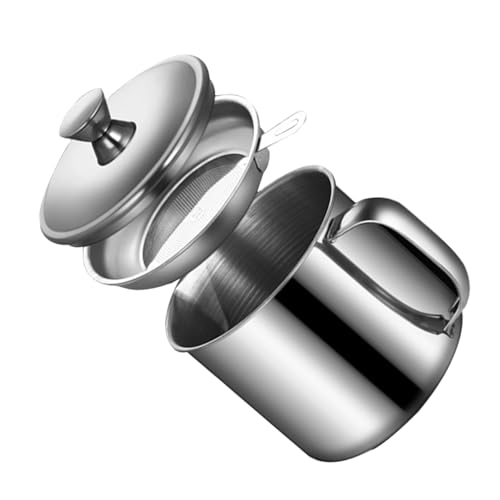 ULTECHNOVO Edelstahl Ölfilterkanne mit Sieb Hitzebeständig und Tropffrei Großer Edelstahlbehälter für Küchenöl und Essig mit Praktischem Griff für Sicheres Ausgießen Beim Kochen von ULTECHNOVO