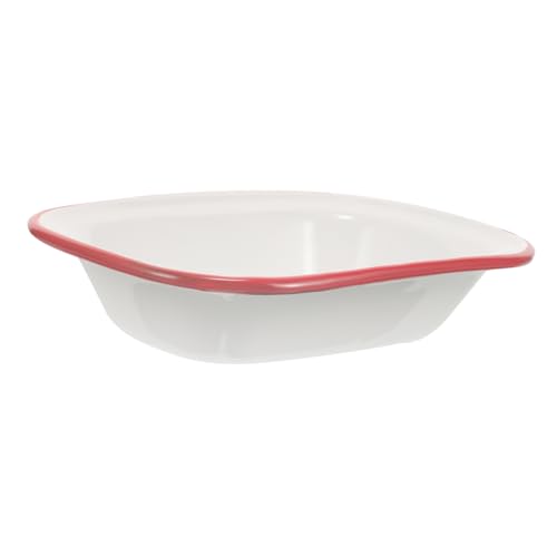 ULTECHNOVO Enamelware Auflaufform Rechteckig Hitzebeständiger Aufbewahrungsteller Lebensmittelbehälter für Obst und Brot für Große Familien Leicht zu Reinigen und Multifunktional Rot von ULTECHNOVO