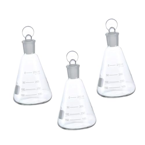 ULTECHNOVO Erlenmeyerkolben Mit Stopfen 3 Stück 250 Ml Laborkolben Verdicktes Glas Chemie-experiment Für Studenten ULTECHNOVO Erlenmeyerkolben Mit Stopfen 3 Stück 250 Ml Laborkolben Verdicktes Glas Chemie-experiment Für Studenten von ULTECHNOVO