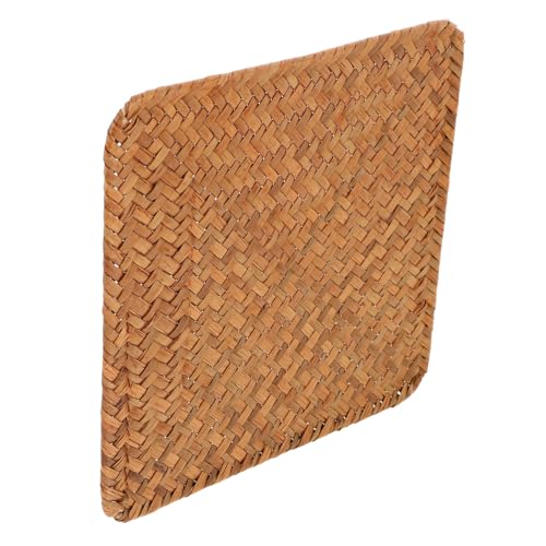 ULTECHNOVO Gewebte Tischsets Seegras-Matte Tischsets Tischplatte Matte Rattan-tischset Retro-tischset Aus Seegras Quadratische Rattan-tischsets Wasser Untersetzer Retro-tischset Orange Stroh von ULTECHNOVO