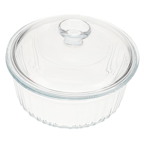 ULTECHNOVO Glasauflauf Borosilikat Auflaufform für Backofen Kochfeld Backen Öfen Schmortopf Serviergeschirr mit Deckel Ofengericht Glasofen-Backformen runder Topf Transparent von ULTECHNOVO