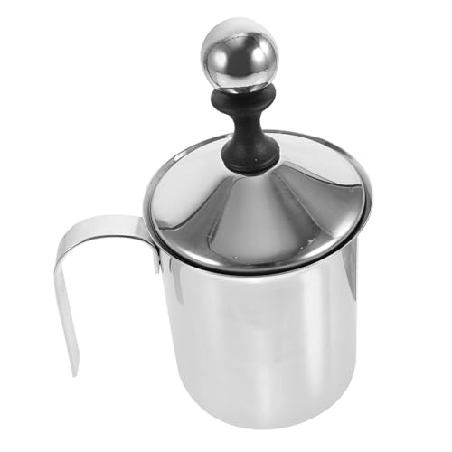 ULTECHNOVO Handbetriebener Milchaufschäumer aus Doppelwandiger Manuell Bedienbar mit Integriertem Doppel Mesh Aerator Cappuccino und Kaffeezubereitung zu Hause von ULTECHNOVO