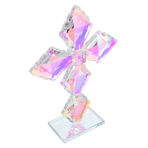 ULTECHNOVO Handgefertigte Kristall-Glas Kreuzfigurine mit Brillantem Lichtreflex Dekoratives Religiöses Ornament für Büro und Zuhause Stilvolle Wohnraum Weihnachtstischdeko von ULTECHNOVO