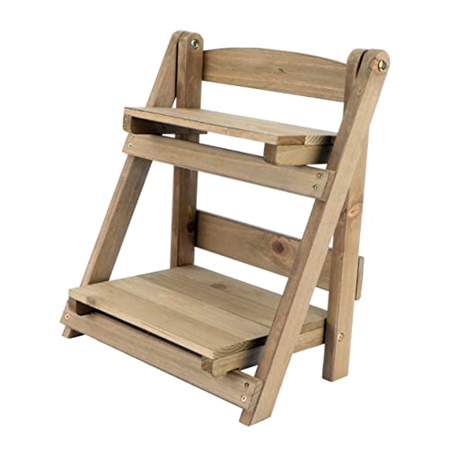 ULTECHNOVO Klappbares Holzregal für Pflanzen und Bücher Retro Design Zwei Schichten Sukkulenten Aufbewahrung Innen und Außenbereich von ULTECHNOVO