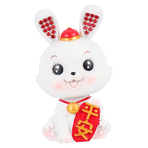 ULTECHNOVO Kleine Resin Hasenfigur Niedliche Cartoon Kaninchen Statue Dekoratives Feng Shui Tier Schreibtisch Deko für Büro Wohnzimmer Garten und Auto Perfektes zum Jahr des von ULTECHNOVO