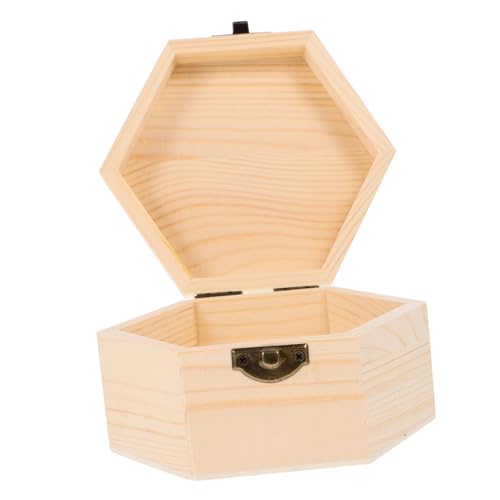 ULTECHNOVO Kleine Unlackierte Holz Schmuck Aufbewahrungsbox DIY Schmuckbox mit Metallschnalle Robuste und Tragbare Holzbox für Ringe Ohrringe und Schmuckstücke von ULTECHNOVO