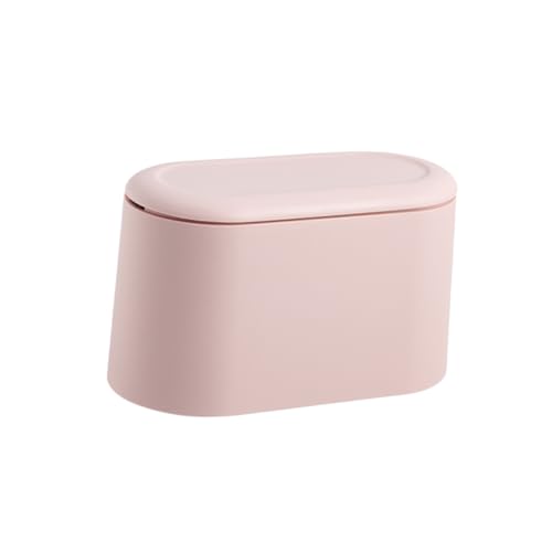 ULTECHNOVO Kompakter Pinker Desktop Mülleimer mit Pressdeckel Umweltfreundlicher Tischabfalleimer für Kleine Abfälle Recyclinggeeignet Platzsparend und Stilvoll für Büro und Zuhause von ULTECHNOVO