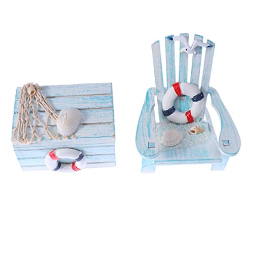 ULTECHNOVO Lifebuoy Chair Ornament Miniatur Strandkörbe Für Erwachsene Mini-strandkorb Ozeandekor Strandstuhl Gartenstuhl Nautisch Stuhl Plus Karton 2st Blue von ULTECHNOVO