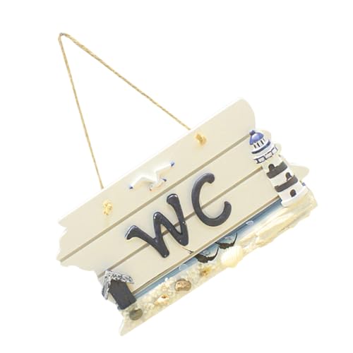 ULTECHNOVO Mediterranes Wc Türschild aus Hochwertigem Holz Kreative Wanddeko für Badezimmer und Toilette Stilvolles Hängendes Wc schild im Leuchtturm design Einfache Anbringung Passend für von ULTECHNOVO