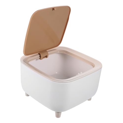 ULTECHNOVO Mini Desktop Mülleimer mit Deckel Weiß Druckring Design Platzsparender Abfallkorb für Büro Küche Schlafzimmer Vielseitig Nutzbar Einfacher Zugang Kompakt und Praktisch von ULTECHNOVO