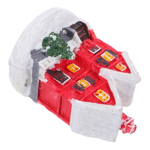 ULTECHNOVO Miniatur-schneehaus Aus Harz Für Tischdekoration Feenhausstatue Weihnachtsdorfhaus Bonsai-Dekoration Kleines Gartenhaus Feriendorf-Figur Innenraum-weihnachtsdekoration von ULTECHNOVO