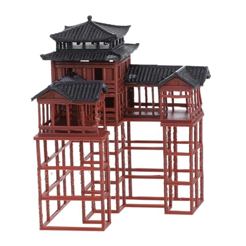 ULTECHNOVO Mini-pavillon-Ornamente Mini-pavillon-Statue Mini-asiatische Gartenaccessoires Bonsai-Figuren Pagodengartenstatue Miniatur Japanischer Gartenpavillon Brown Pp von ULTECHNOVO