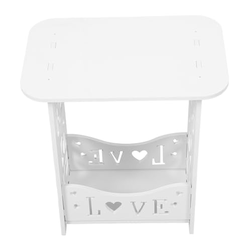ULTECHNOVO Nachttisch Modern Weiß Multifunktionaler Beistelltisch für Schlafzimmer und Wohnzimmer Mini Sofa Tisch Vielseitige Ablage für Bücher und Getränke Design für Kleine Räume von ULTECHNOVO