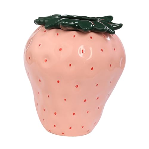 ULTECHNOVO Novelty Strawberry Vase Dekorativer Keramikblumenarrangement-vase Für Trockenblumen Für Wohnzimmer Und Tischdekoration Design Erdbeerform von ULTECHNOVO