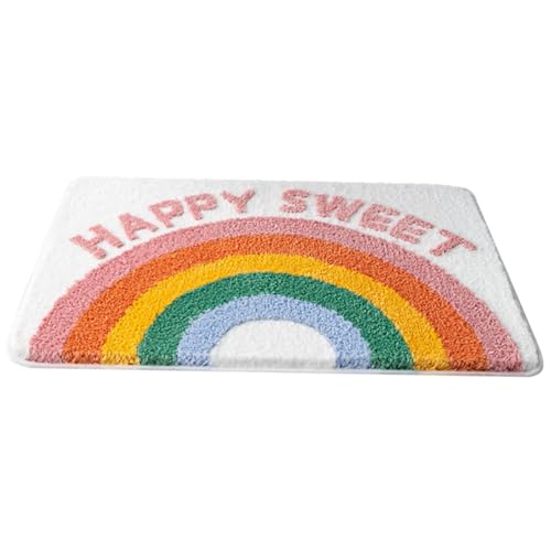 ULTECHNOVO Regenbogen Badezimmerteppich 40x60cm rutschfeste Wasserabsorbierende Badematte aus Weichem Material für Badezimmer Dusche Küche von ULTECHNOVO