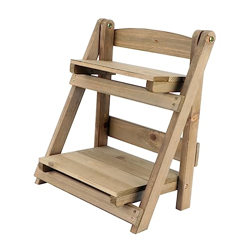 ULTECHNOVO Retro Massivholz Blumenständer Fensterregal für Pflanzen Falten Anlage Bücherregale Steht Büro speichern Form mehrschichtiger Pflanzenständer Sukkulenten-Lagerregal hölzern Kaffee von ULTECHNOVO