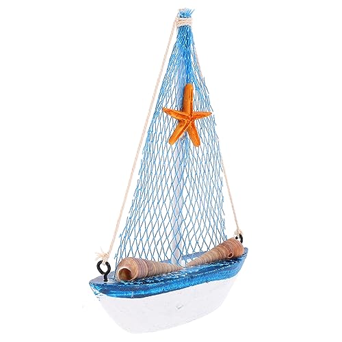 ULTECHNOVO Segelmodell Ornament Ornamente Dekoration Schreibtisch nautisch rustikal Office Decoration Living Room Decoration tischdeko esstisch Blaue Desktop-Segelboot Segelschiffmodell Harz von ULTECHNOVO