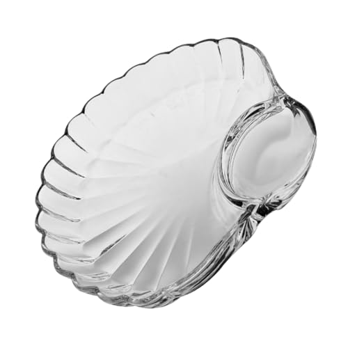 ULTECHNOVO Servierplatte Muschelform Transparente Snackplatte mit Fächern für Teigtaschen Sushi Nudelgerichte Spülmaschinenfest und Elegant für Partys und Familienfeiern von ULTECHNOVO