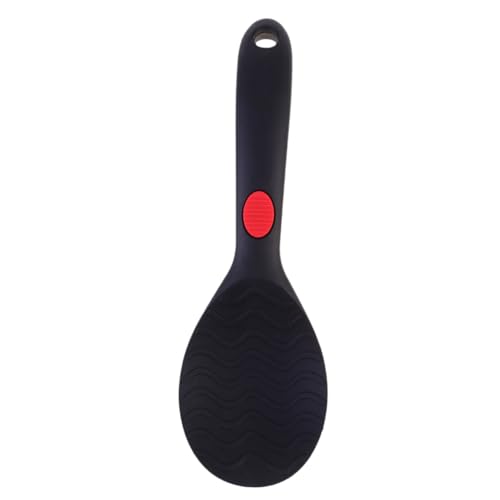 ULTECHNOVO Silikon Reislöffel Küchenutensil Antihaftbeschichtet Rutschfest mit Ergonomischem Griff und Aufhängehilfe Hitzebeständig Lebensmittelecht Schwarz für Haushalt und von ULTECHNOVO