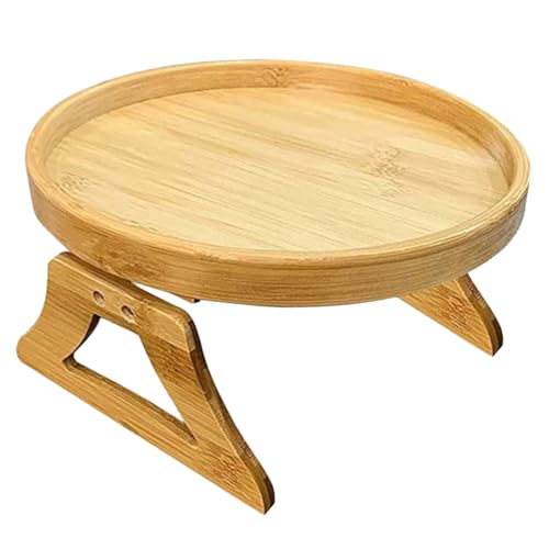 ULTECHNOVO Sofa Armlehnentablett aus Holz Runde Zusammenklappbare Ablage für Snacks und Getränke rutschfeste Oberfläche Vielseitig Einsetzbar für Couch und Armlehnen von ULTECHNOVO