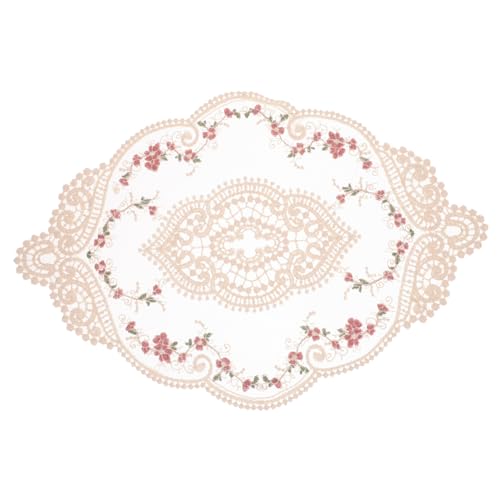 ULTECHNOVO Spitzen Tischset mit Stickerei Besticktes Tischset Dekorative Tischmatte für Esszimmer Hochzeits und Festtagsdeko Hohles Design mit Floralen Mustern von ULTECHNOVO