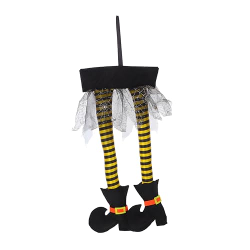 ULTECHNOVO Spukige Hexenbeine Deko mit Streifenstrümpfen Stiefeln und Netz Plüschgefüllt mit Aufhängung Gruselige Halloween Deko für Auto Kofferraum Fenster Garten ULTECHNOVO Spukige Hexenbeine Deko mit Streifenstrümpfen Stiefeln und Netz Plüschgefüllt mit Aufhängung Gruselige Halloween Deko für Auto Kofferraum Fenster Garten von ULTECHNOVO