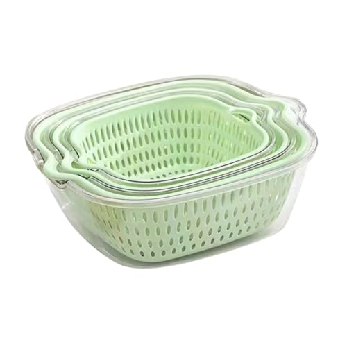 ULTECHNOVO Stapelbarer Doppel Layer Gemüsewaschkorb Teiliges Set aus Kunststoff Multifunktionales Abtropfgestell für Obst und Gemüse Einfach zu Lagern für Küche und Haushalt von ULTECHNOVO