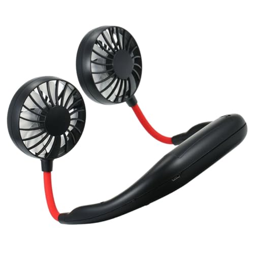 ULTECHNOVO Tragbarer Nackenventilator mit USB Ladefunktion Mini Handventilator Schwarz für Reisen Büro und Outdoor Aktivitäten Leise und Verstellbar für Persönliche Kühlung von ULTECHNOVO