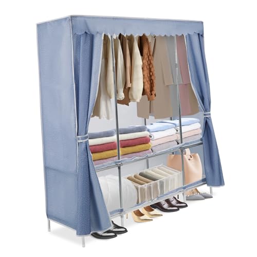 ULTECHNOVO Tragbarer Stoffkleiderschrank Staubdichter Feuchtigkeitsgeschützter Kleiderorganizer mit Großem Fassungsvermögen Stabile Metallkonstruktion Einfache Montage für Schlafzimmer und von ULTECHNOVO